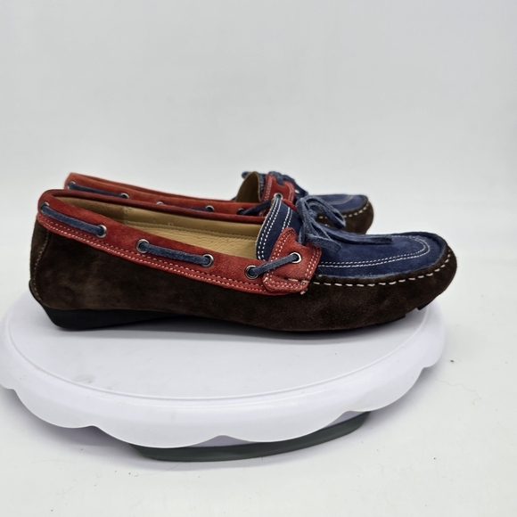Vaneli Shoe Women's 7 Suede Driving Moccasins Brown Red Blue - Picture 7 of 8